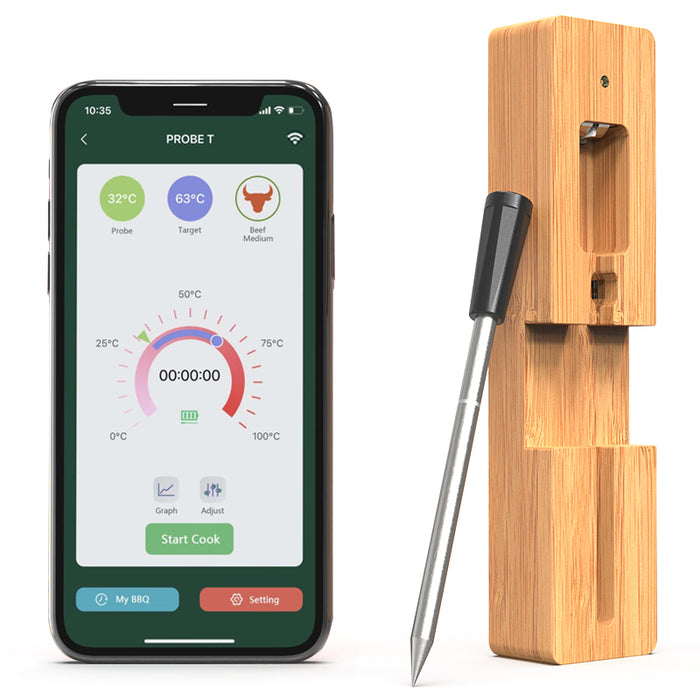 BVRONA Wireless Meat Thermometer, 165ft Range Bluetooth Meat Digital Thermometer, Smart Meat Thermometer, Food Thermometer with Smart Alert for Oven