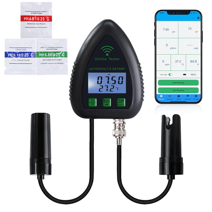 5-in-1 Water Quality Tester with Data Logging and Alarm