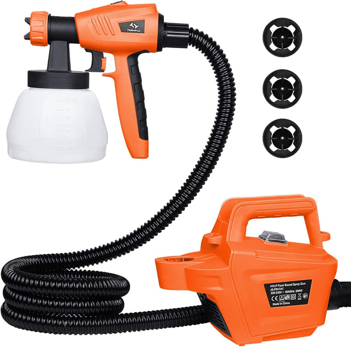 Tilswall 800W HVLP Spray Gun with 1300ml Container(Passionate Orange)