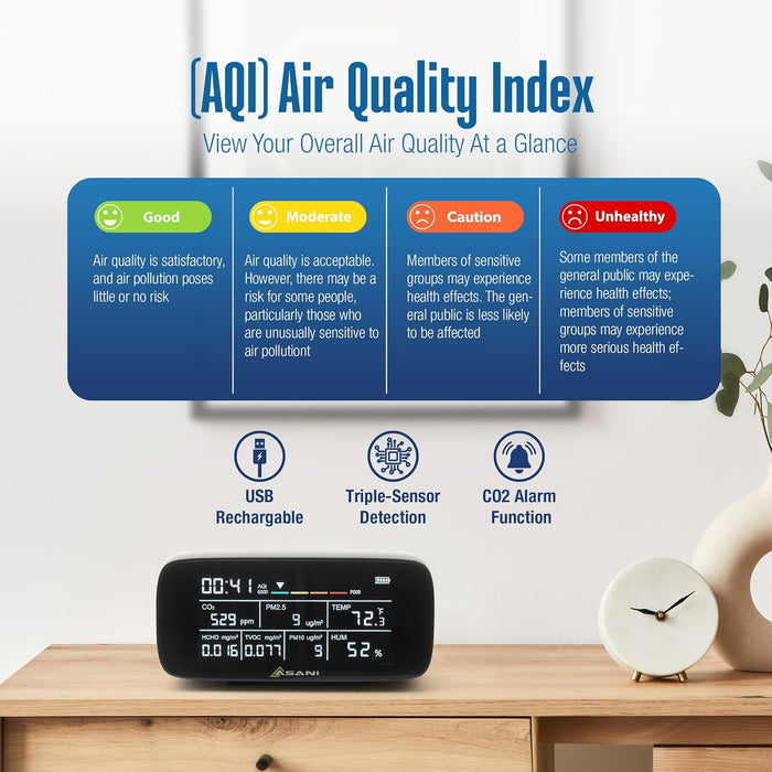 9-in-1 Indoor Air Quality Monitor Use for Home, Office