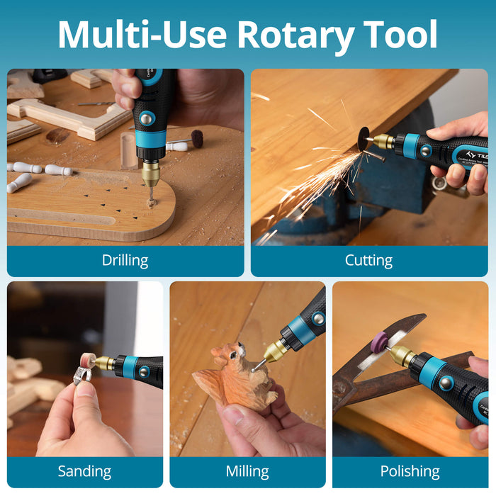 Tilswall 3.7V Mini Cordless Rotary Tool Kit