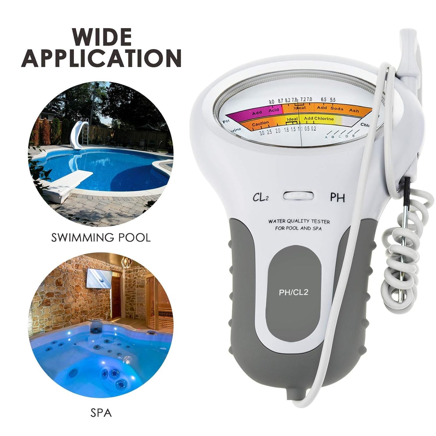 Tilswall Swimming Pool Tester, 2-in-1 Chlorine & PH Meter