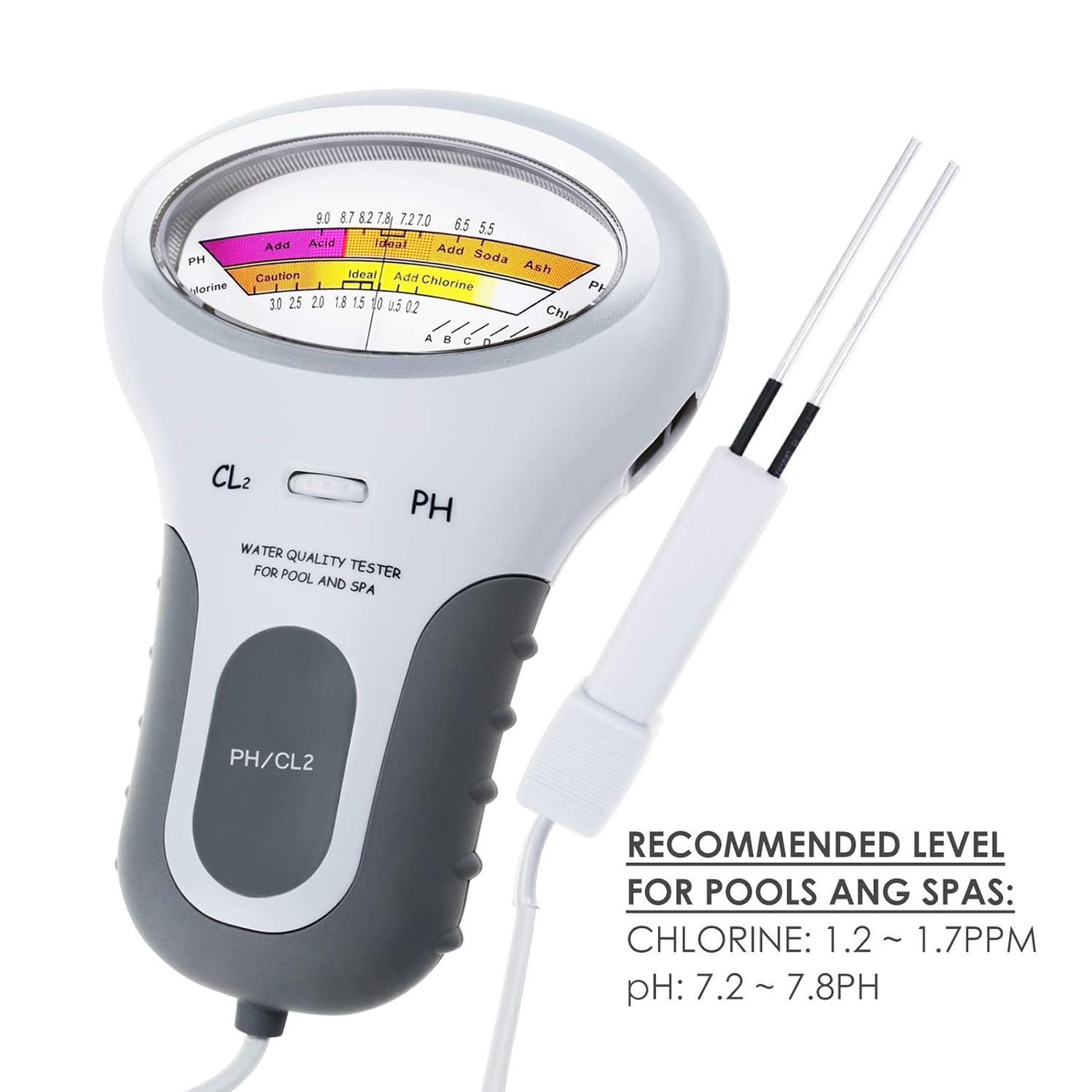 Tilswall Swimming Pool Tester, 2-in-1 Chlorine & PH Meter