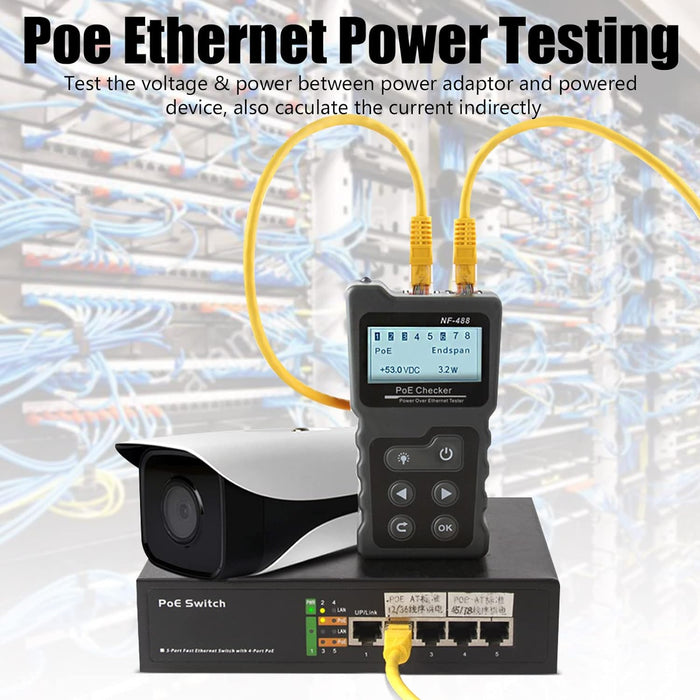 Tilswall POE Ethernet Tester for Network Cable RJ45 Continuity Checking, DC Power, Switch Loop-Back Test