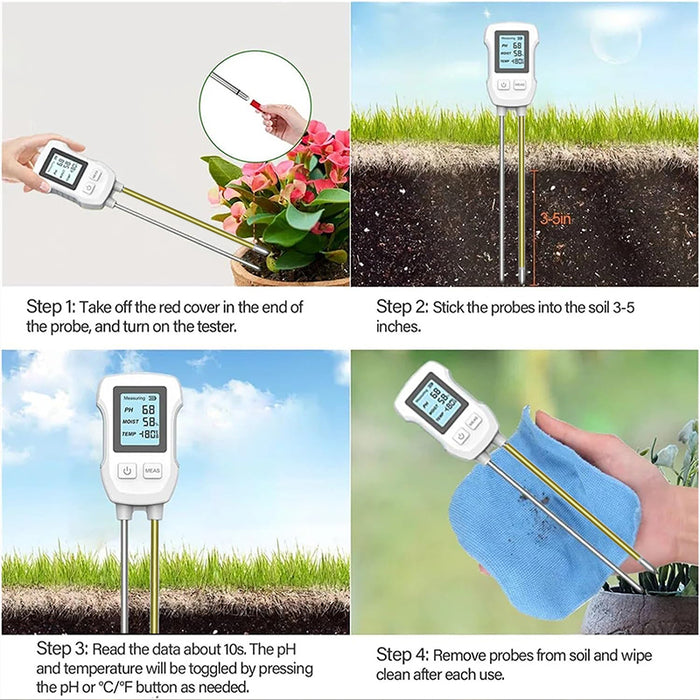 Tilswall 3-in-1 Soil Meter Digital Plant Temperature/Soil/PH Meter