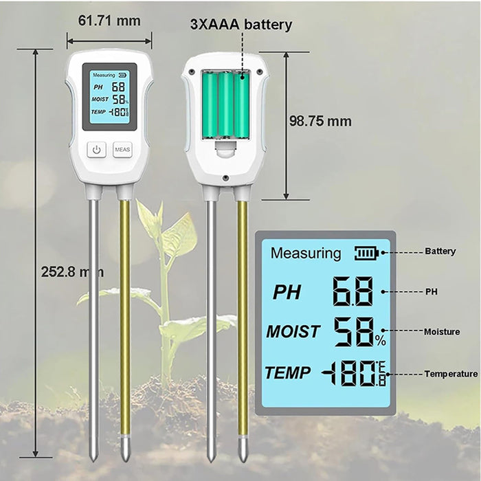 Tilswall 3-in-1 Soil Meter Digital Plant Temperature/Soil/PH Meter