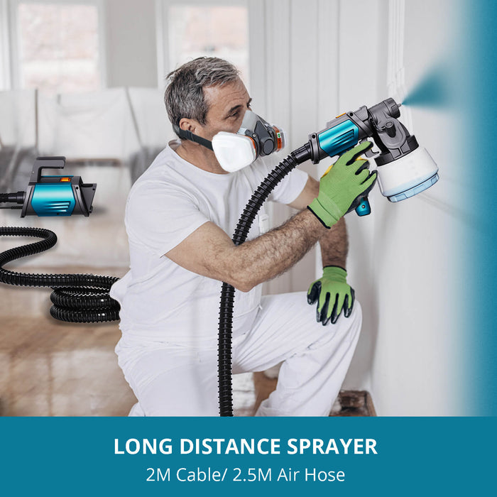 Tilswall HVLP Paint Sprayer with Paint Side Feeding, 4 Copper Nozzles, Split Design Paint Sprayer for House Painting