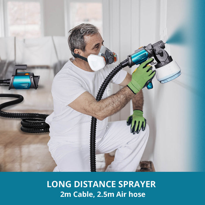 Tilswall Paint Sprayer,800W HVLP Electric Spray Gun with 8.2FT Airhose for House Painting