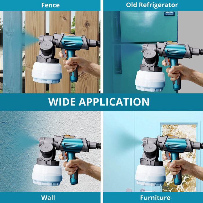 Tilswall HVLP Paint Sprayer with Paint Side Feeding, 4 Copper Nozzles, Split Design Paint Sprayer for House Painting